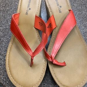 size 10 Coral wedge flip flops
